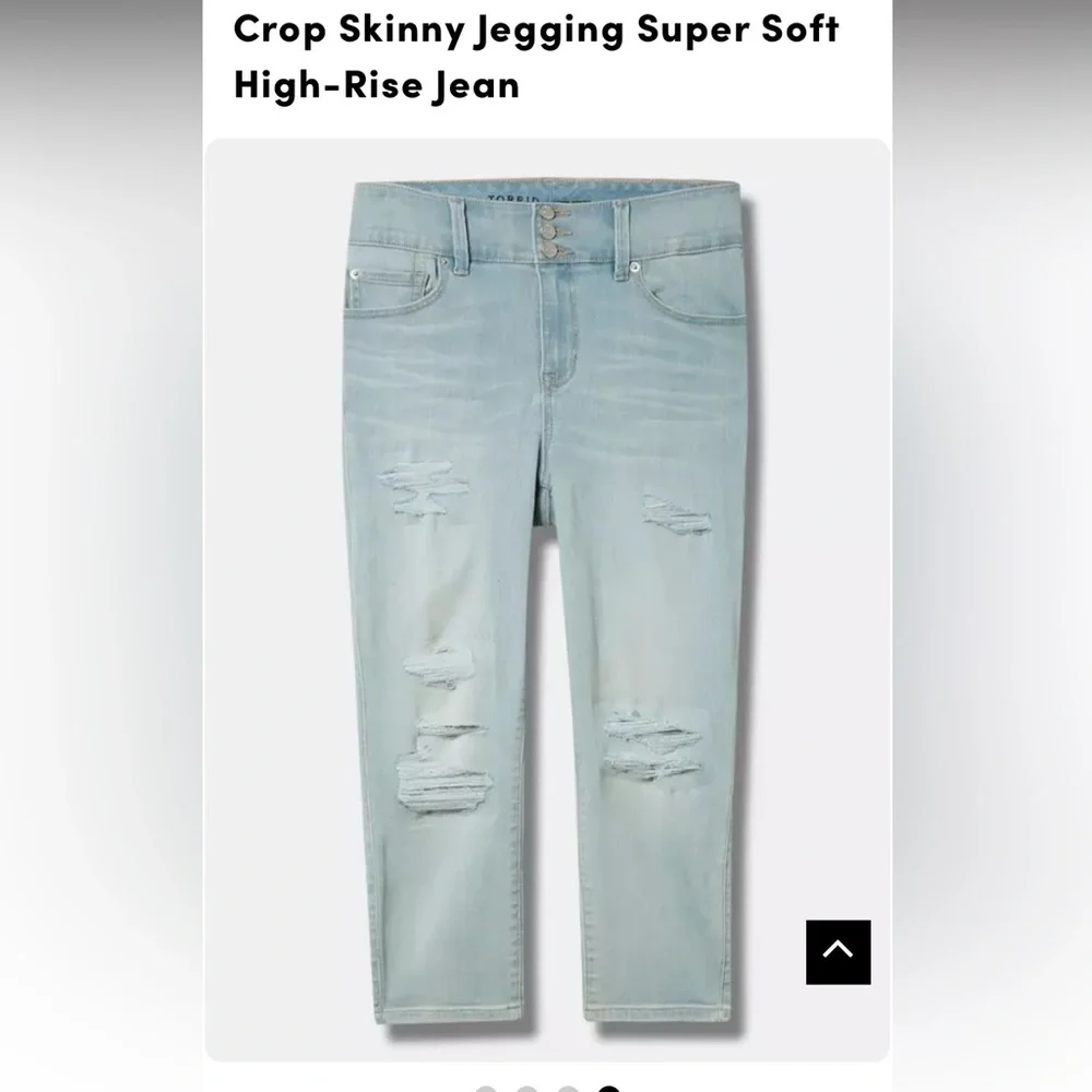 Torrid super soft cropped jegging Light Wash Distressed Jeans in Light Blue